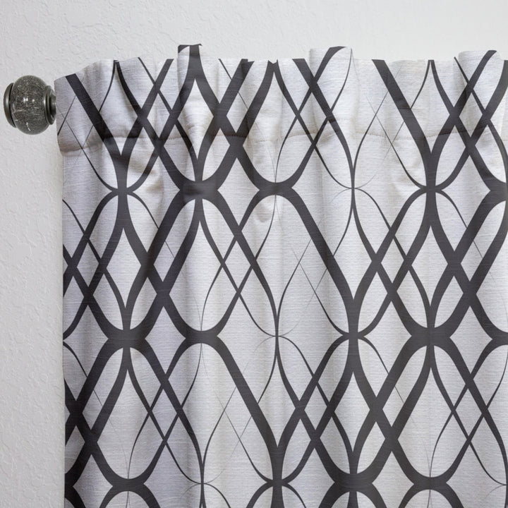 Monochrome Geometric Pattern III - Mid-Century Modern Curtain - 1 Panel