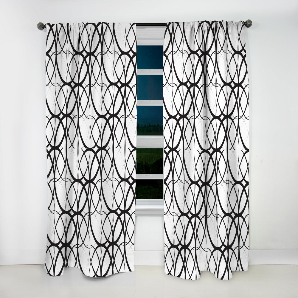 Monochrome Geometric Pattern - Mid-Century Modern Curtain - 1 Panel
