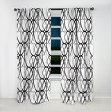 Monochrome Geometric Pattern - Mid-Century Modern Curtain - 1 Panel