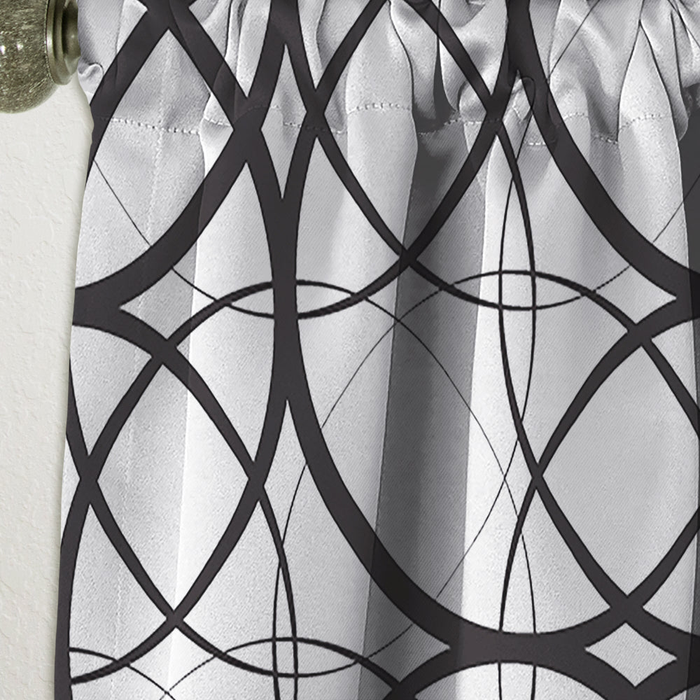 Monochrome Geometric Pattern - Mid-Century Modern Curtain - 1 Panel