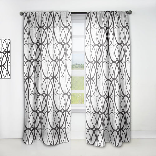 Monochrome Geometric Pattern - Mid-Century Modern Curtain - 1 Panel