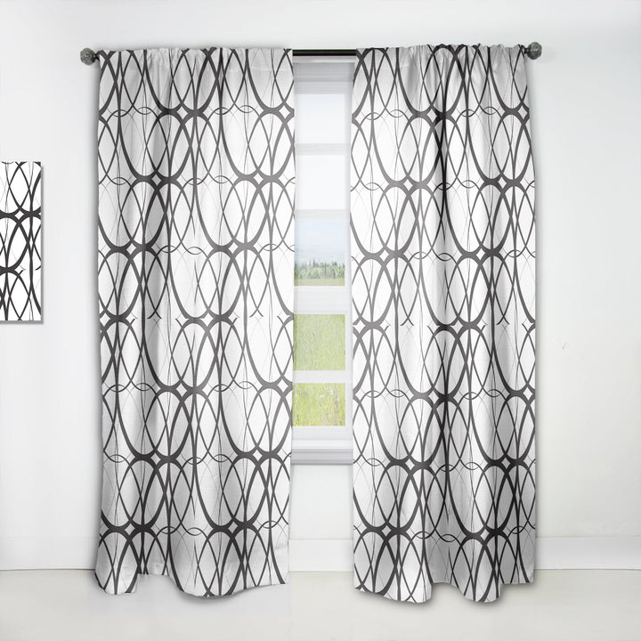 Monochrome Geometric Pattern - Mid-Century Modern Curtain - 1 Panel
