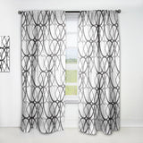 Monochrome Geometric Pattern - Mid-Century Modern Curtain - 1 Panel