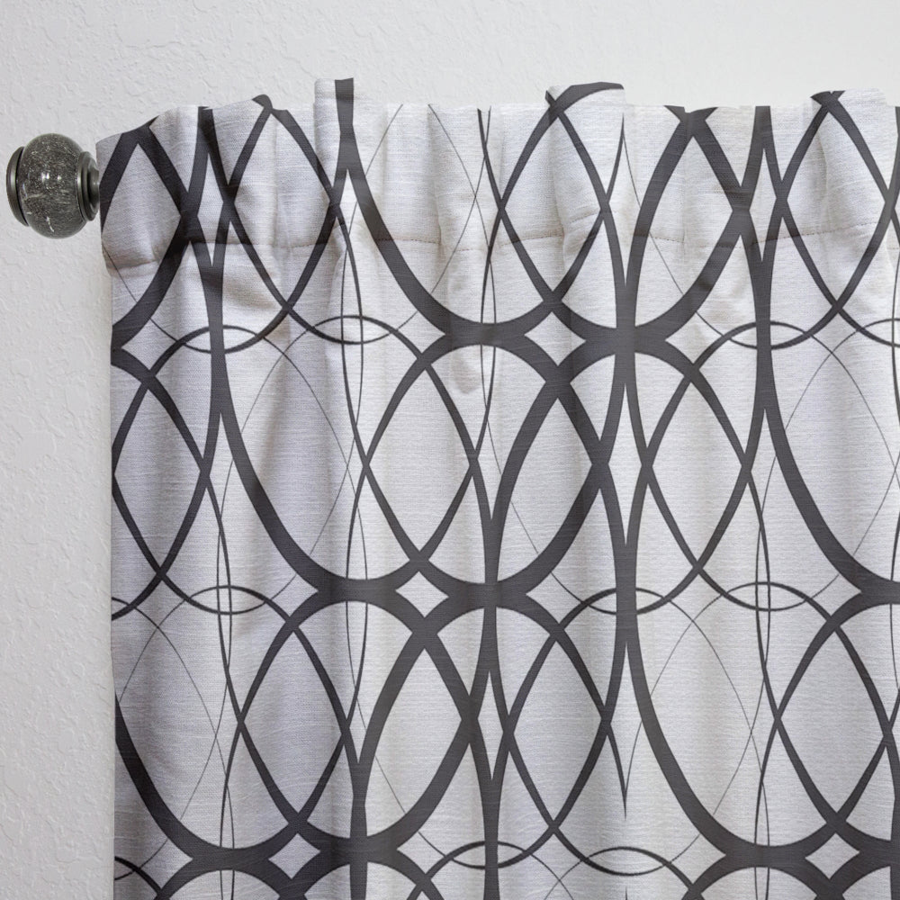 Monochrome Geometric Pattern - Mid-Century Modern Curtain - 1 Panel