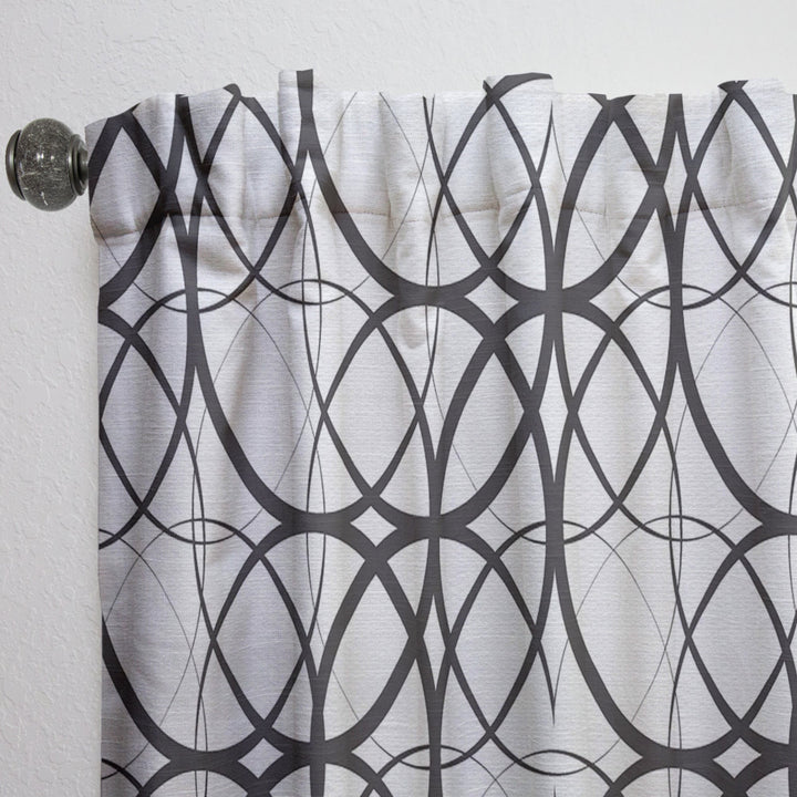 Monochrome Geometric Pattern - Mid-Century Modern Curtain - 1 Panel