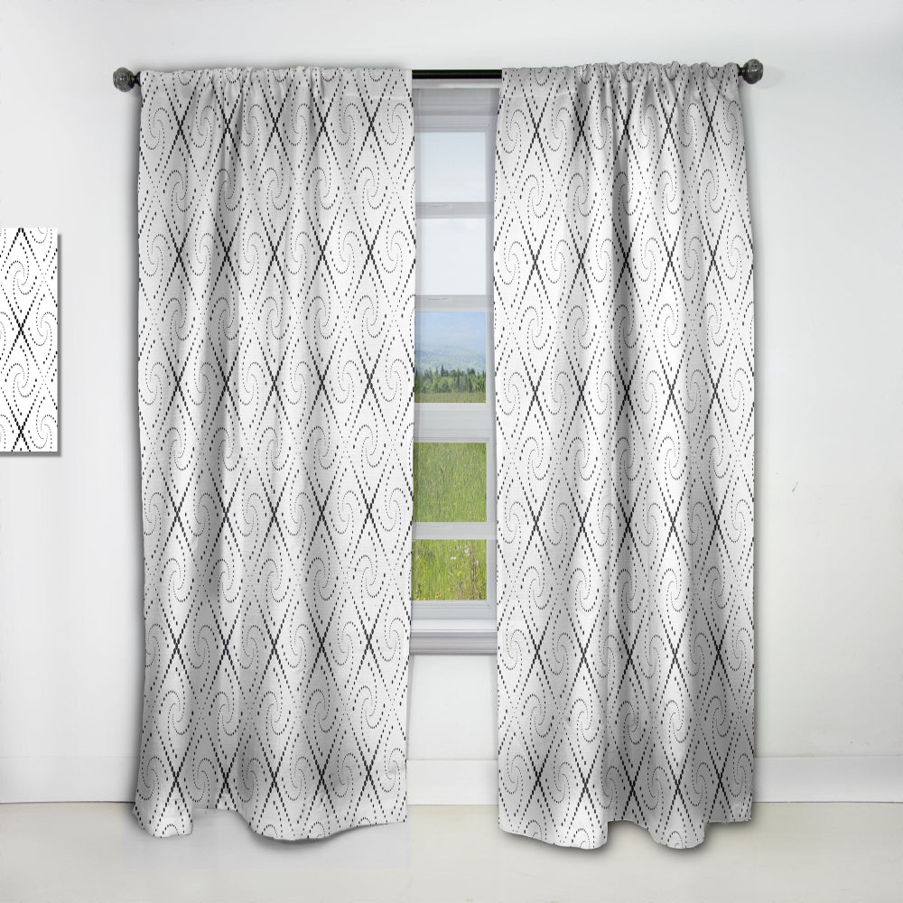 Retro Geometrical Abstract Minimal Pattern III - Mid-Century Modern Curtain - 1 Panel