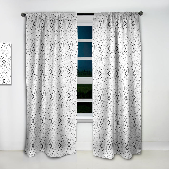Retro Geometrical Abstract Minimal Pattern III - Mid-Century Modern Curtain - 1 Panel