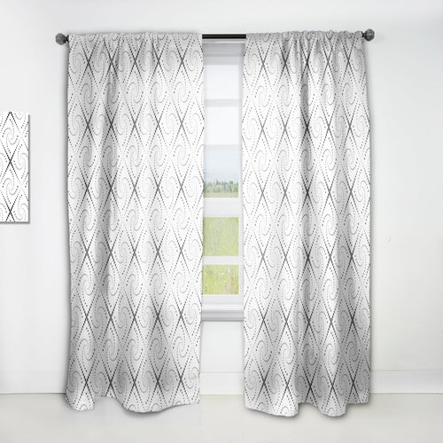 Retro Geometrical Abstract Minimal Pattern III - Mid-Century Modern Curtain - 1 Panel