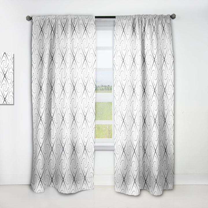 Retro Geometrical Abstract Minimal Pattern III - Mid-Century Modern Curtain - 1 Panel