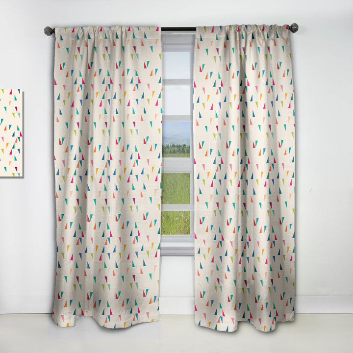 Abstract Triangular Retro Pattern I - Mid-Century Modern Curtain - 1 Panel