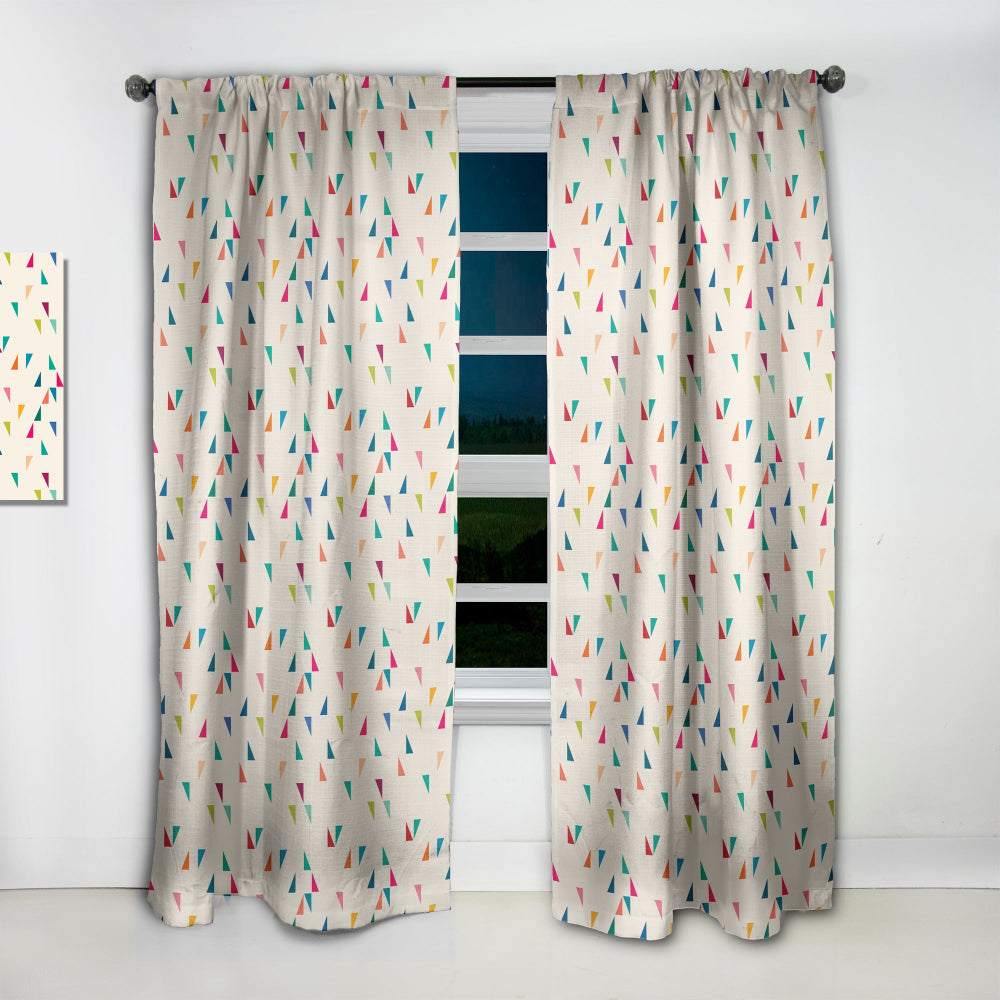 Abstract Triangular Retro Pattern I - Mid-Century Modern Curtain - 1 Panel