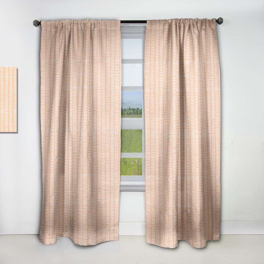 Retro Abstract Lines Pattern - Mid-Century Modern Curtain - 1 Panel