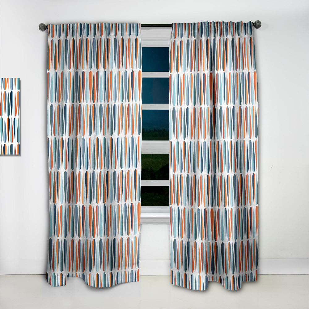 Retro Abstract Drops V - Mid-Century Modern Curtain - 1 Panel