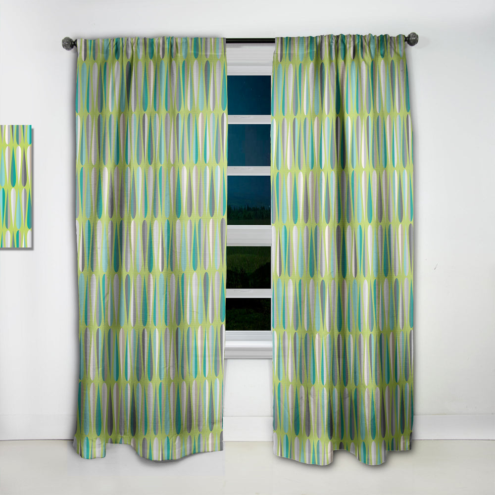 Retro Abstract Drops VI - Mid-Century Modern Curtain - 1 Panel