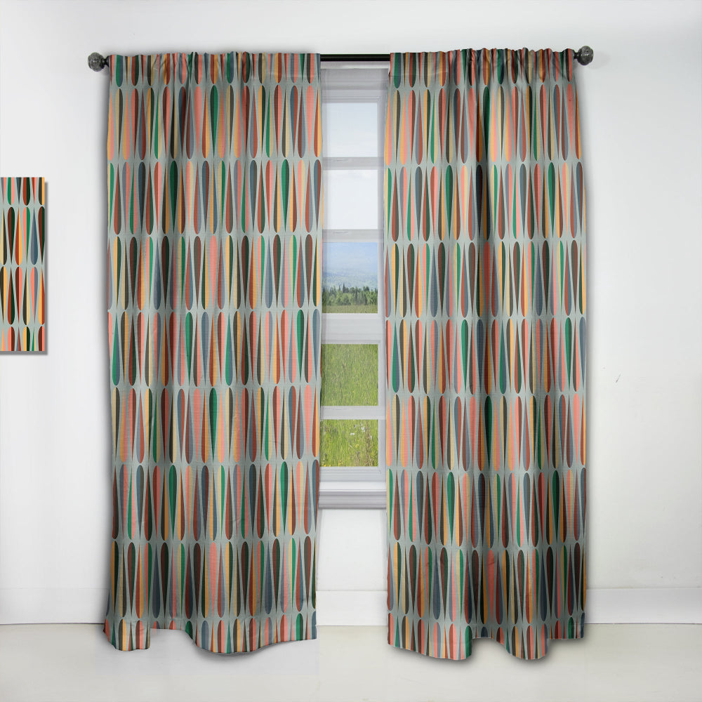Retro Abstract Drops IX - Mid-Century Modern Curtain - 1 Panel