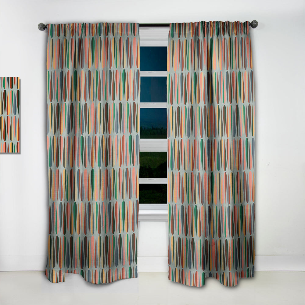 Retro Abstract Drops IX - Mid-Century Modern Curtain - 1 Panel