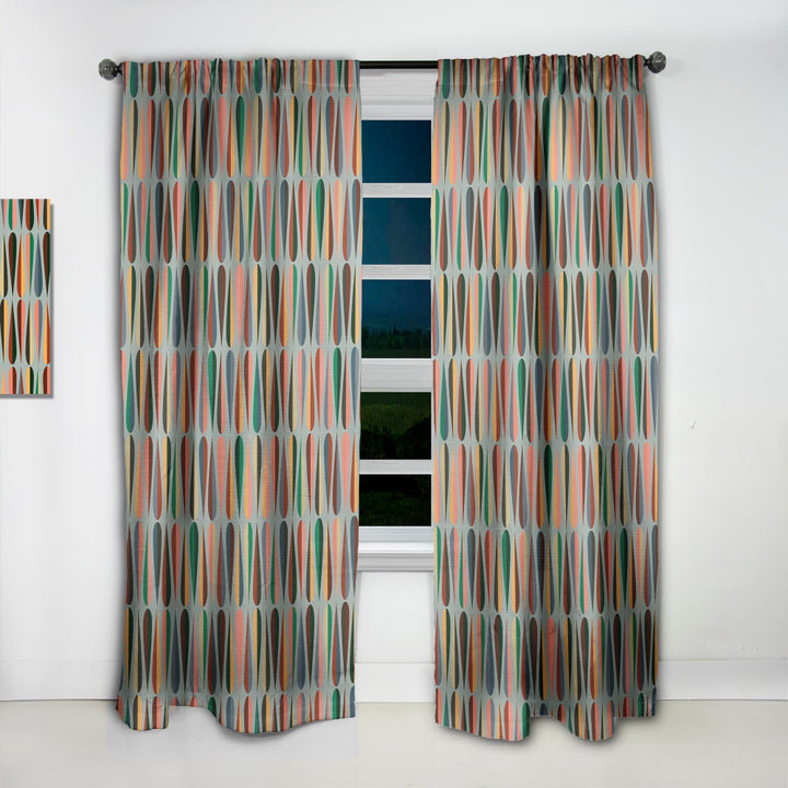Retro Abstract Drops IX - Mid-Century Modern Curtain - 1 Panel