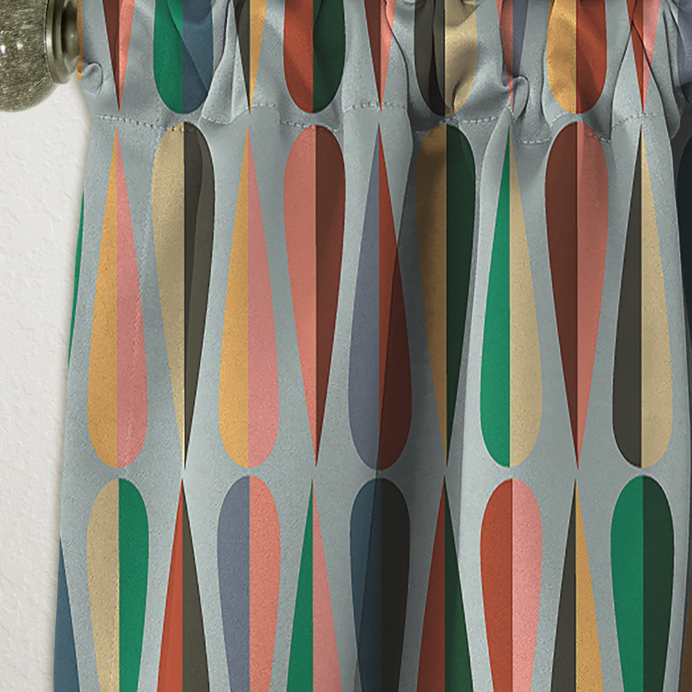 Retro Abstract Drops IX - Mid-Century Modern Curtain - 1 Panel
