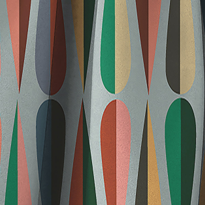 Retro Abstract Drops IX - Mid-Century Modern Curtain - 1 Panel