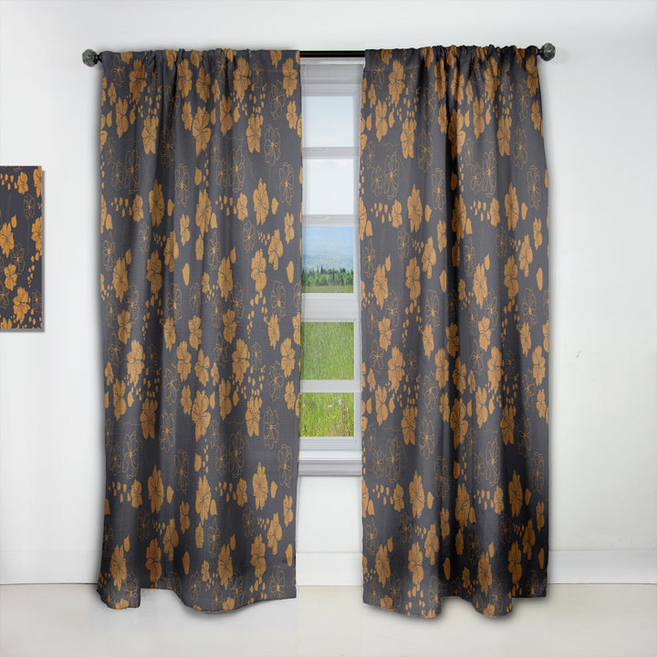 Retro Handdrawn Poppies II - Mid-Century Modern Curtain - 1 Panel