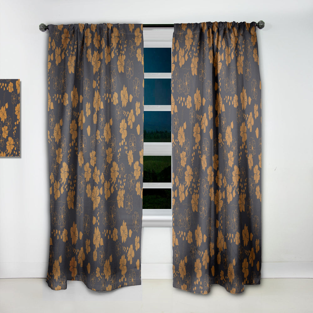 Retro Handdrawn Poppies II - Mid-Century Modern Curtain - 1 Panel