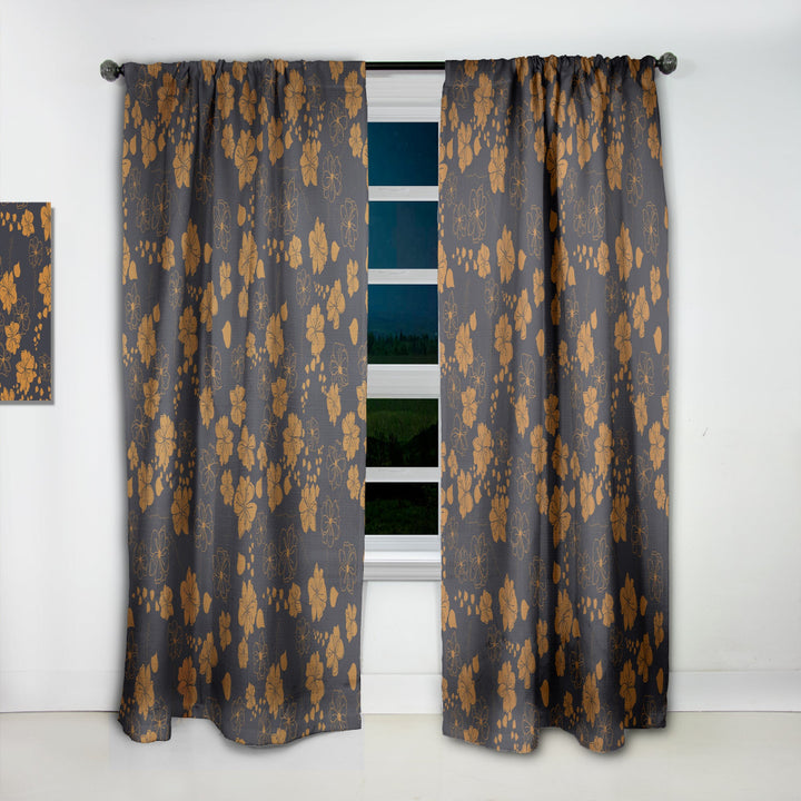 Retro Handdrawn Poppies II - Mid-Century Modern Curtain - 1 Panel