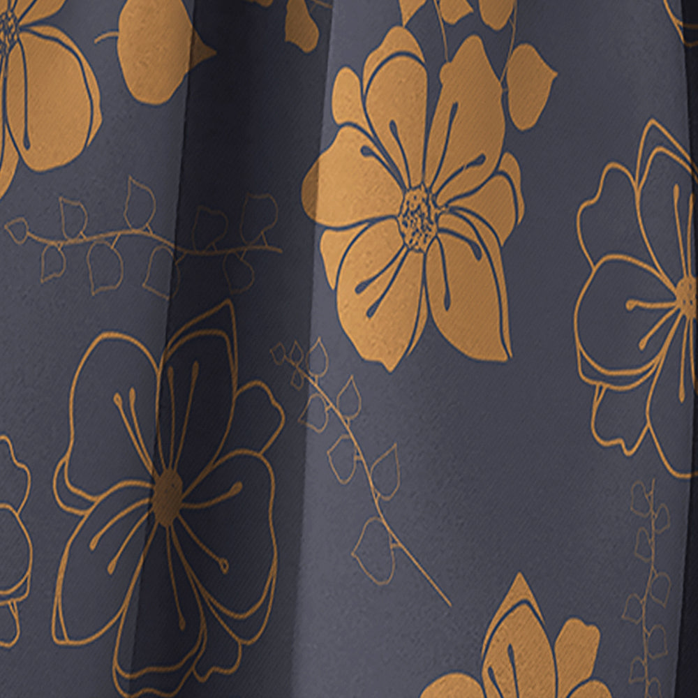 Retro Handdrawn Poppies II - Mid-Century Modern Curtain - 1 Panel