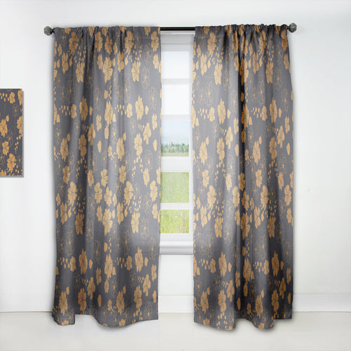 Retro Handdrawn Poppies II - Mid-Century Modern Curtain - 1 Panel