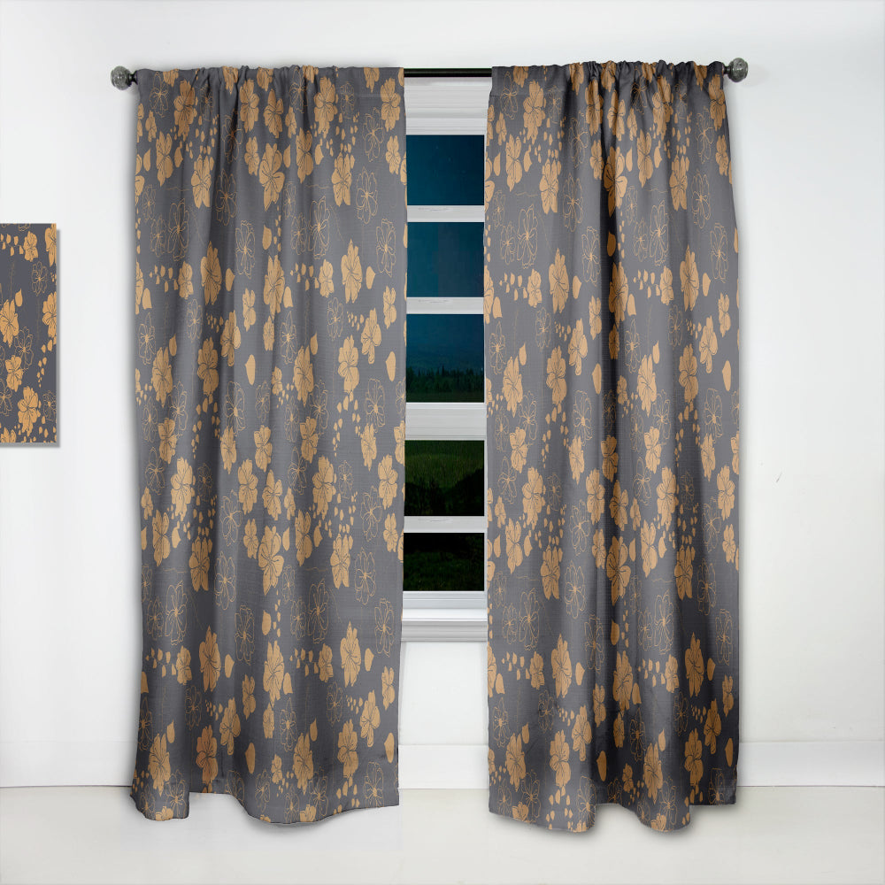 Retro Handdrawn Poppies II - Mid-Century Modern Curtain - 1 Panel