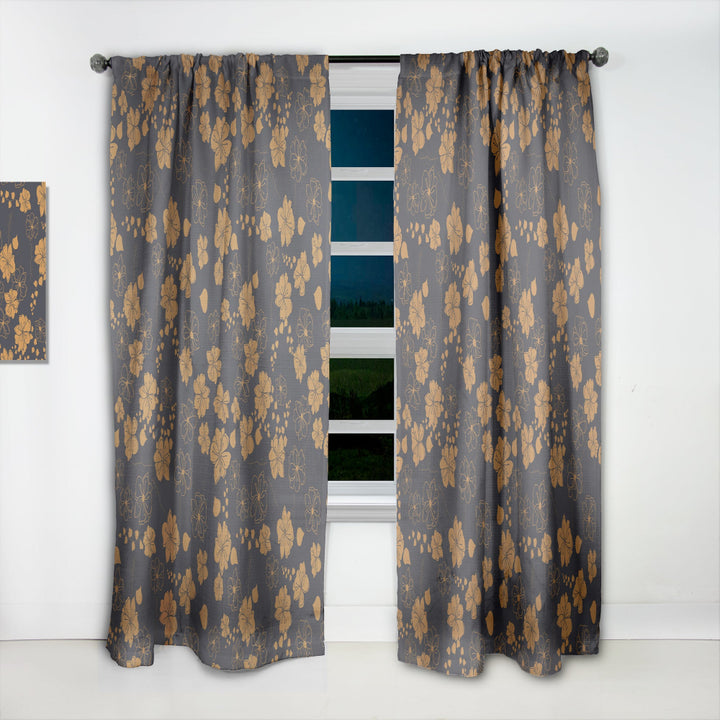 Retro Handdrawn Poppies II - Mid-Century Modern Curtain - 1 Panel