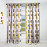 Triangular Gold Design - Mid-Century Modern Curtain - 1 Panel