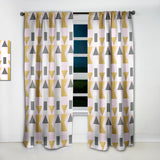 Triangular Gold Design - Mid-Century Modern Curtain - 1 Panel