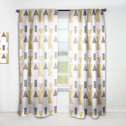 Triangular Gold Design - Mid-Century Modern Curtain - 1 Panel