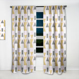 Triangular Gold Design - Mid-Century Modern Curtain - 1 Panel