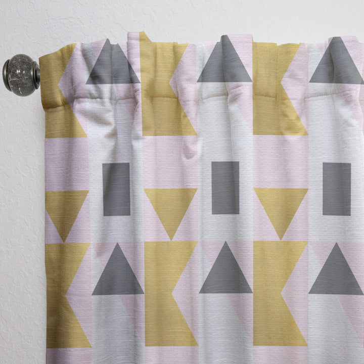 Triangular Gold Design - Mid-Century Modern Curtain - 1 Panel