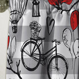 Paris Eiffel Red Hearts II - Mid-Century Modern Curtain - 1 Panel