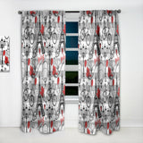 Paris Eiffel Red Hearts II - Mid-Century Modern Curtain - 1 Panel