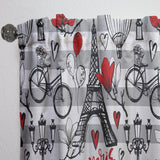 Paris Eiffel Red Hearts II - Mid-Century Modern Curtain - 1 Panel