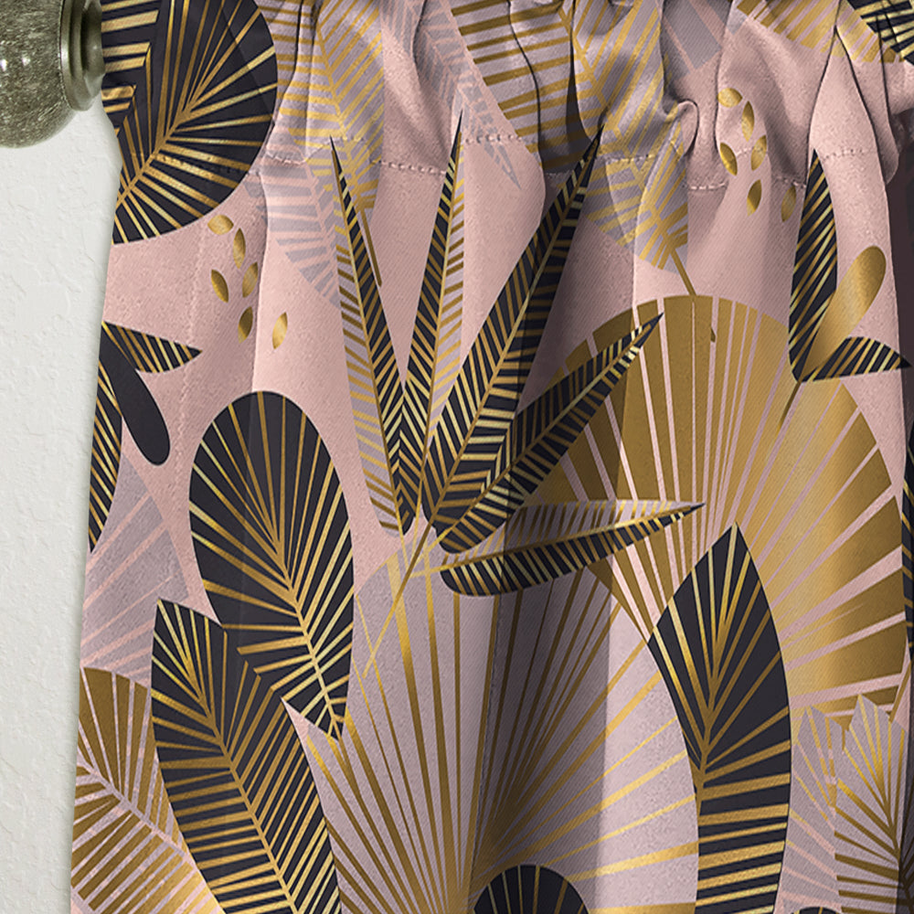Golden Foliage III - Mid-Century Modern Curtain - 1 Panel