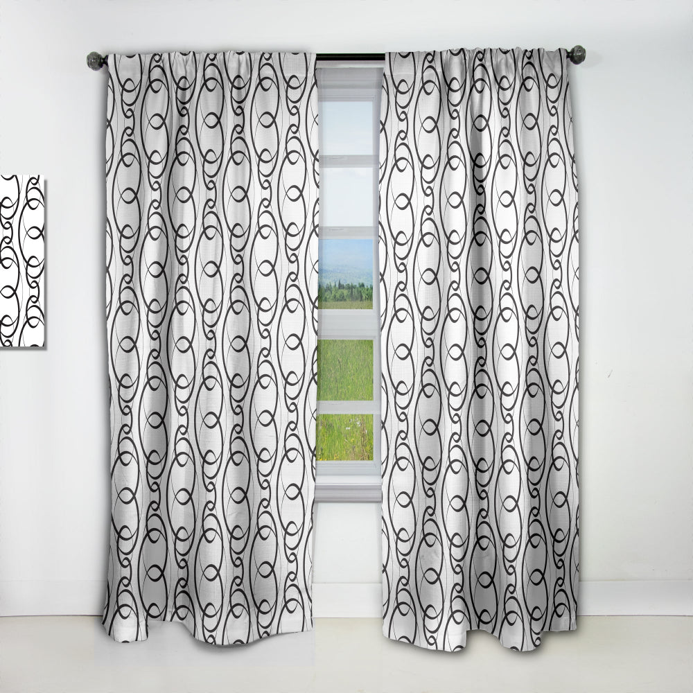 Retro Geometrical Abstract Minimal Pattern VI - Mid-Century Modern Curtain - 1 Panel