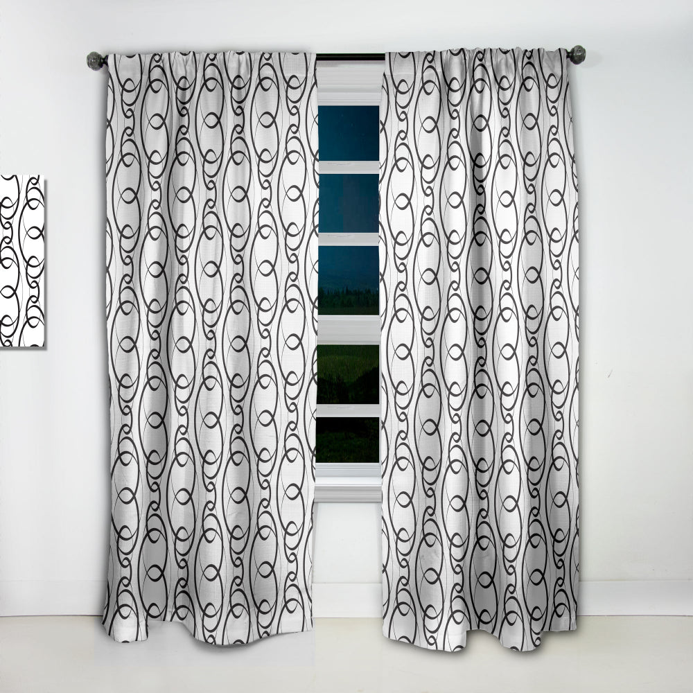 Retro Geometrical Abstract Minimal Pattern VI - Mid-Century Modern Curtain - 1 Panel