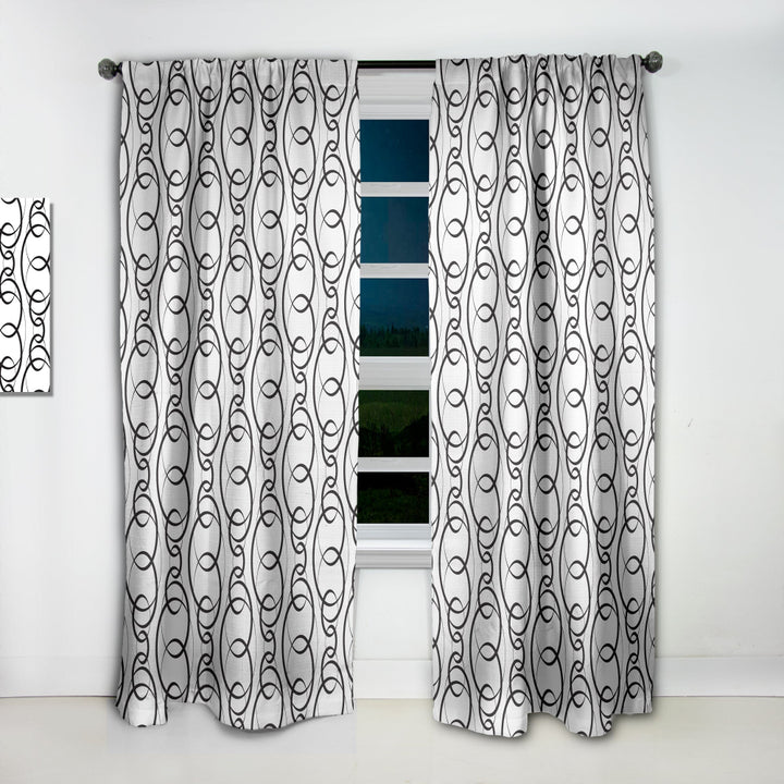 Retro Geometrical Abstract Minimal Pattern VI - Mid-Century Modern Curtain - 1 Panel