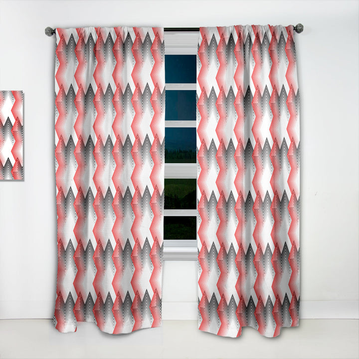 Retro Geometrical Abstract Minimal Pattern VIII - Mid-Century Modern Curtain - 1 Panel