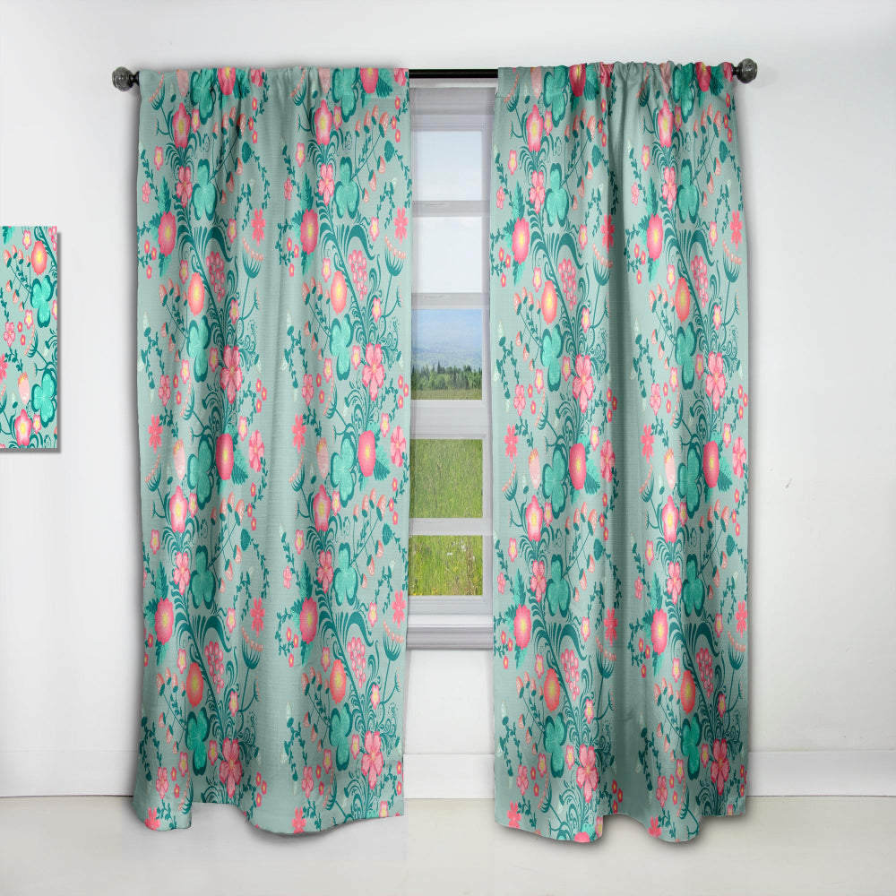 Spring floral pattern in soft pastel colors - Mid-Century Modern Curtain - 1 Panel