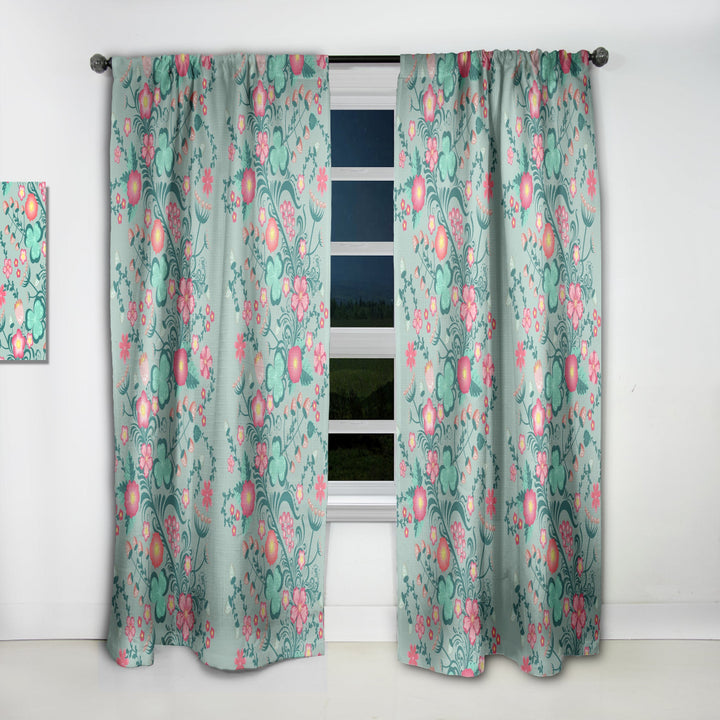 Spring floral pattern in soft pastel colors - Mid-Century Modern Curtain - 1 Panel