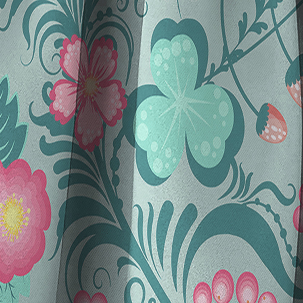 Spring floral pattern in soft pastel colors - Mid-Century Modern Curtain - 1 Panel