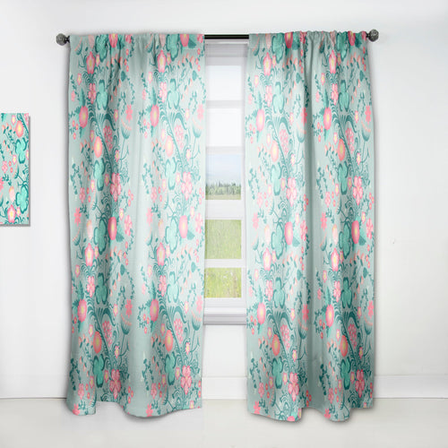 Spring floral pattern in soft pastel colors - Mid-Century Modern Curtain - 1 Panel