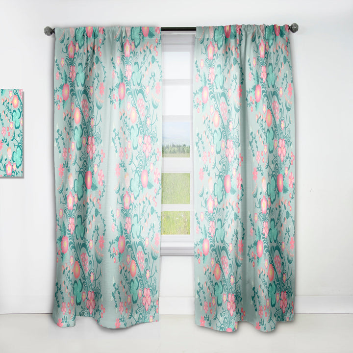 Spring floral pattern in soft pastel colors - Mid-Century Modern Curtain - 1 Panel