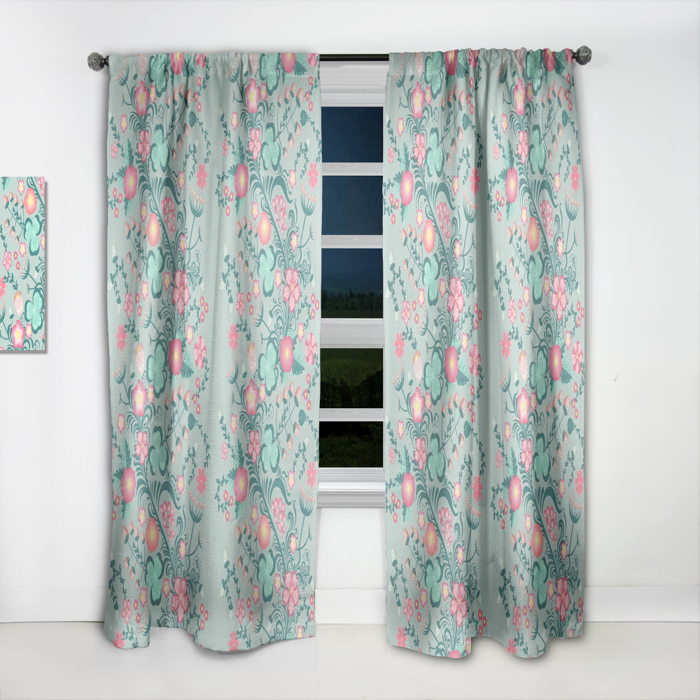 Spring floral pattern in soft pastel colors - Mid-Century Modern Curtain - 1 Panel