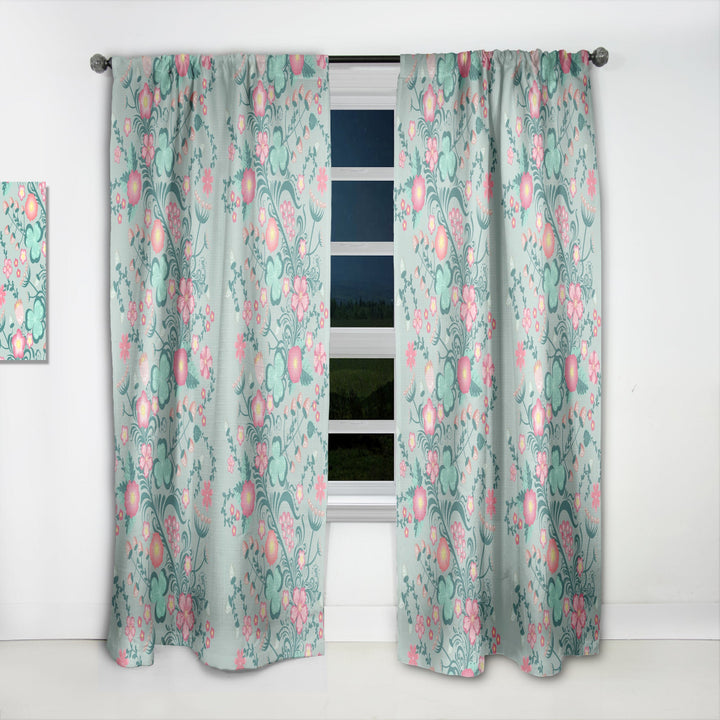 Spring floral pattern in soft pastel colors - Mid-Century Modern Curtain - 1 Panel